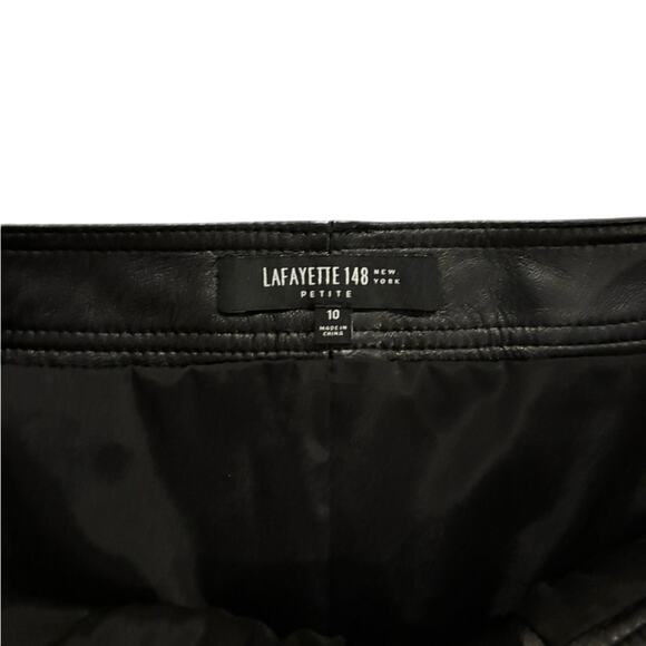 Lafayette 148 New York Straight Leg Leather Pants - Picture 2 of 6